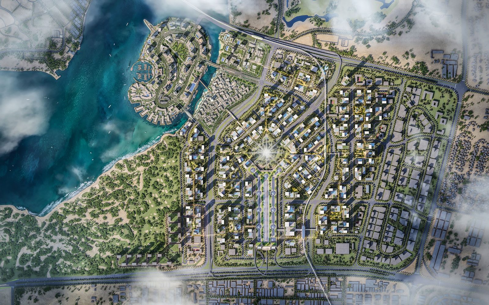 Dubai Creek Harbour master plan aerial showing Valia's location